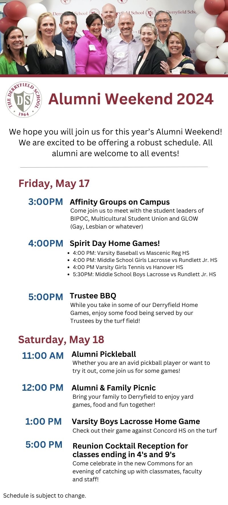 Alumni Weekend 2024 The Derryfield School